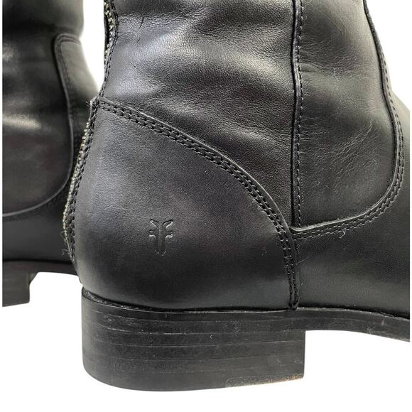 Frye Melissa Button Leather Tall Riding Boots Black Size 8 Equestrian Back Zip - Picture 7 of 14